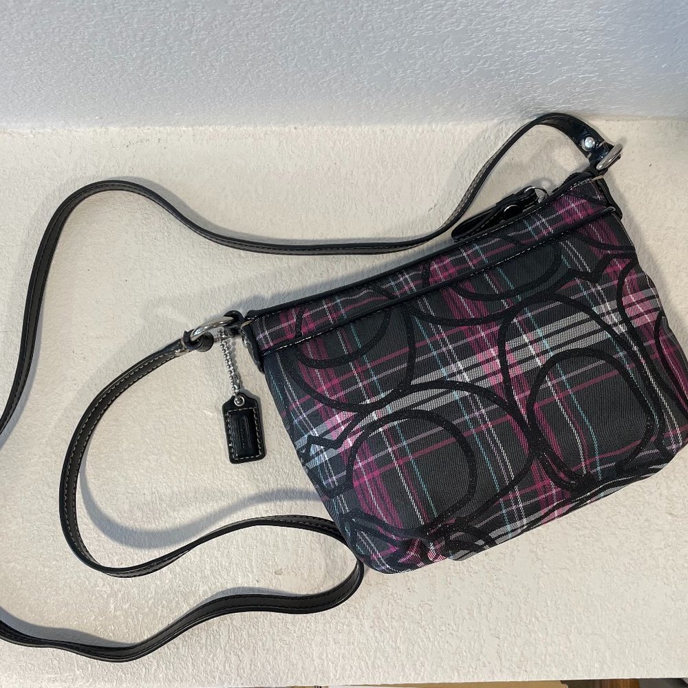 Plaid Coach Purse Crossbody Hand Bag